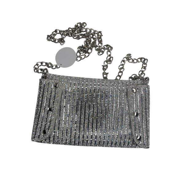 Studio NYC Silver Rhinestone Crossbody with Chain - Picture 3 of 5